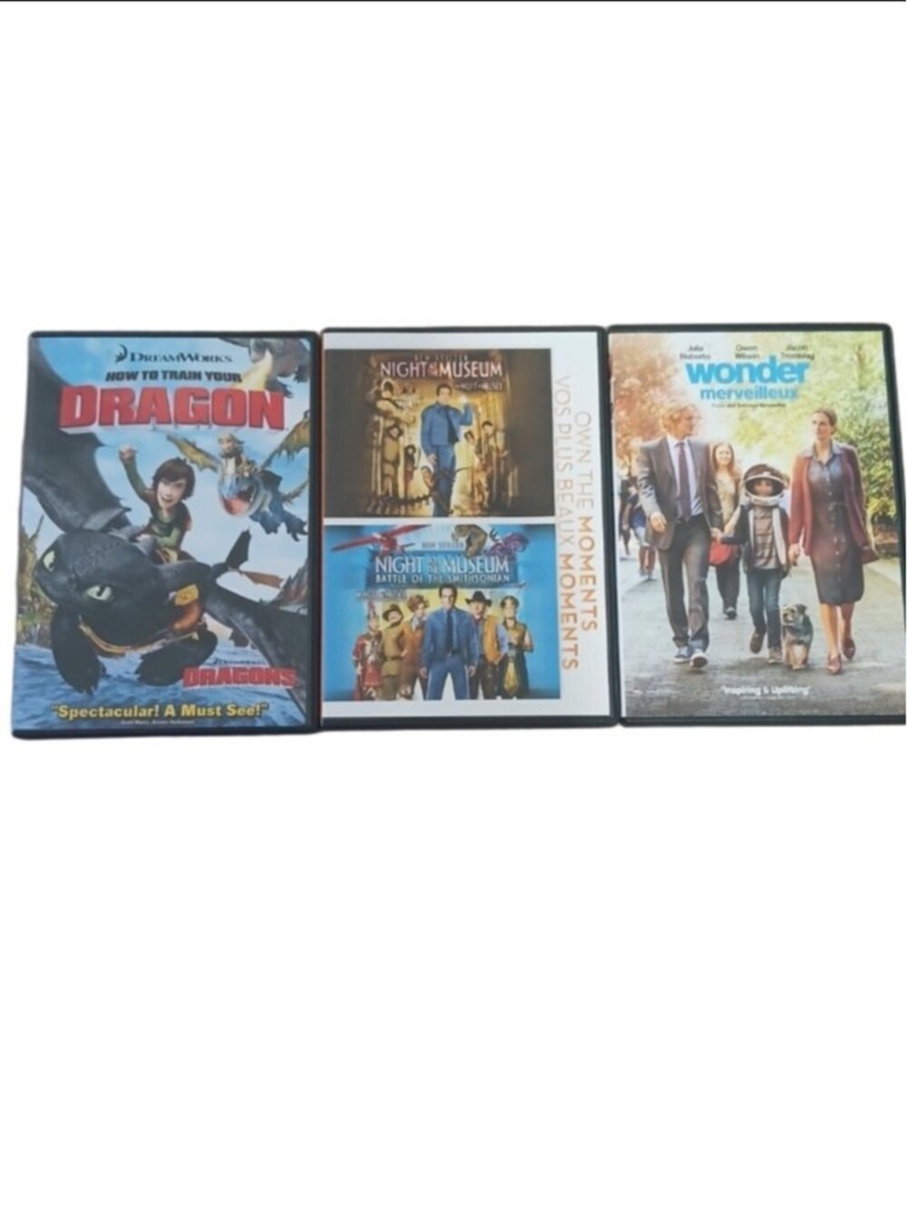 Family DVD Bundle – Wonder, How to Train Your Dragon & Night at the Museum 1 & 2